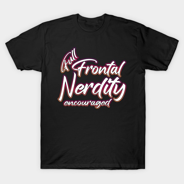 Full Frontal Nerdity purple T-Shirt by Shawnsonart